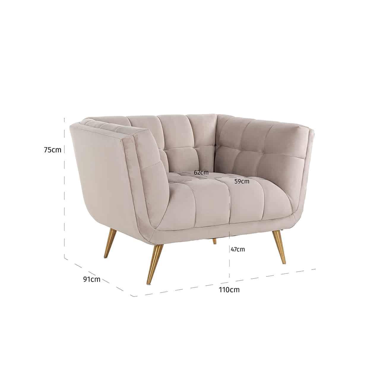 Richmond Interiors Samt-Sessel Huxley | Khaki