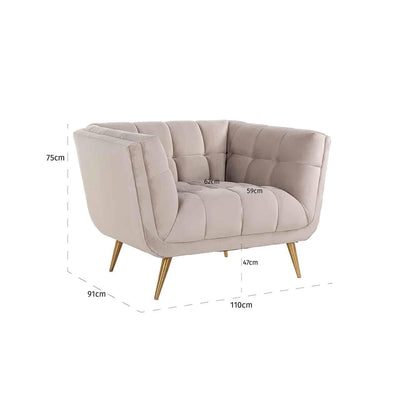Richmond Interiors Samt-Sessel Huxley | Khaki