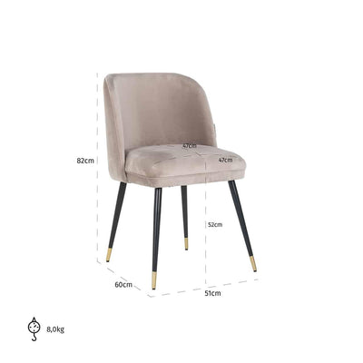 Richmond Interiors Samt-Stuhl Alicia | Khaki