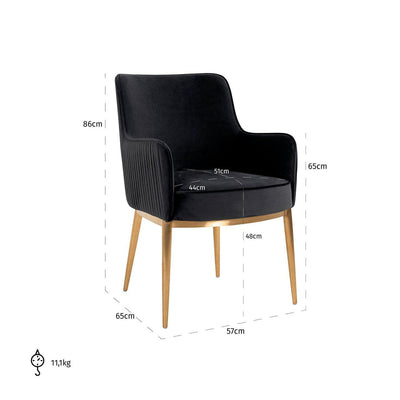 Richmond Interiors Samt-Stuhl Breeze | Anthrazit