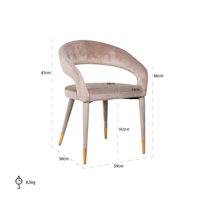 Richmond Interiors Samt-Stuhl Gia | Khaki