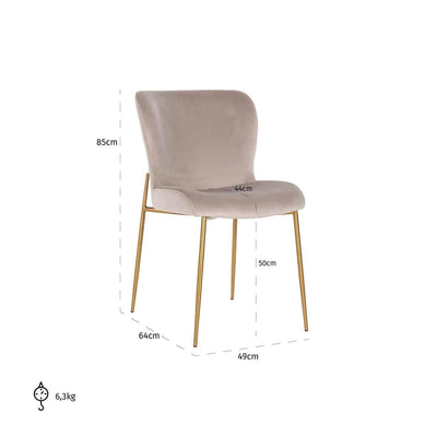 Richmond Interiors Samt-Stuhl Odessa | Khaki Brushed Gold