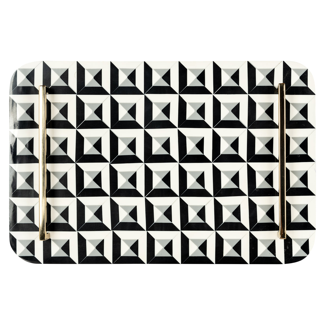 Richmond Interiors Tablett Birte mit Muster | Schwarz-Weiß