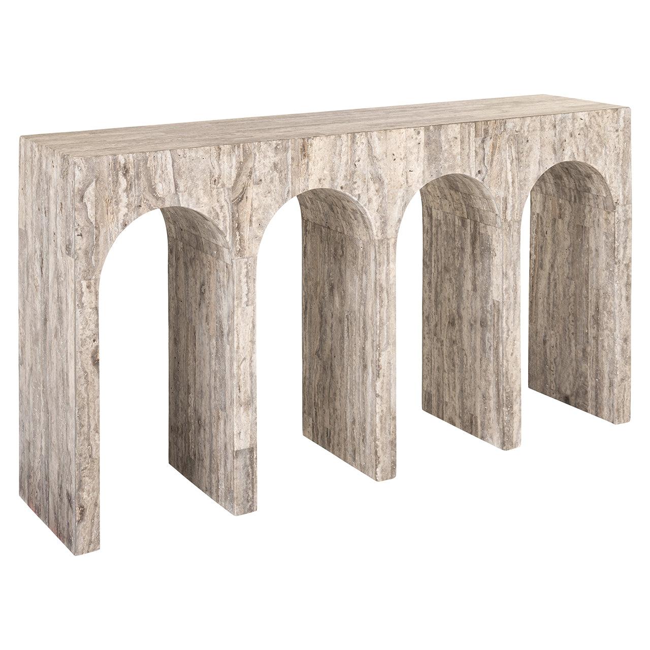 Richmond Interiors Travertin Konsolentisch La Rague | Naturgrau