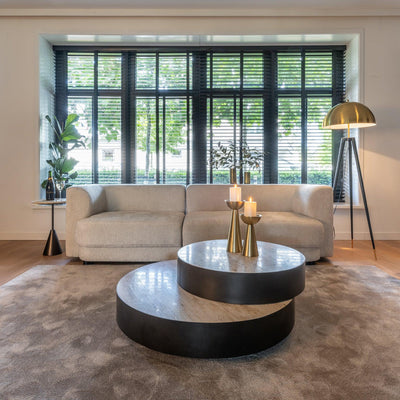 Richmond Interiors Travertine Couchtisch Avalon Couchtisch 2 Ebenen | ø 100 cm