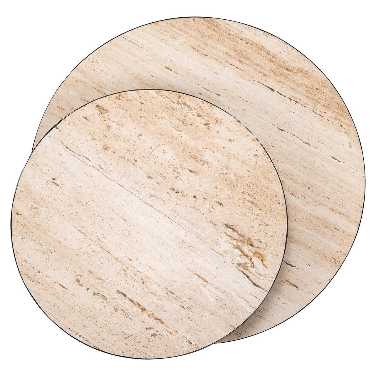 Richmond Interiors Travertine Couchtisch Avalon Couchtisch 2 Ebenen | ø 100 cm