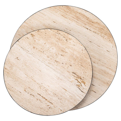 Richmond Interiors Travertine Couchtisch Avalon Couchtisch 2 Ebenen | ø 100 cm