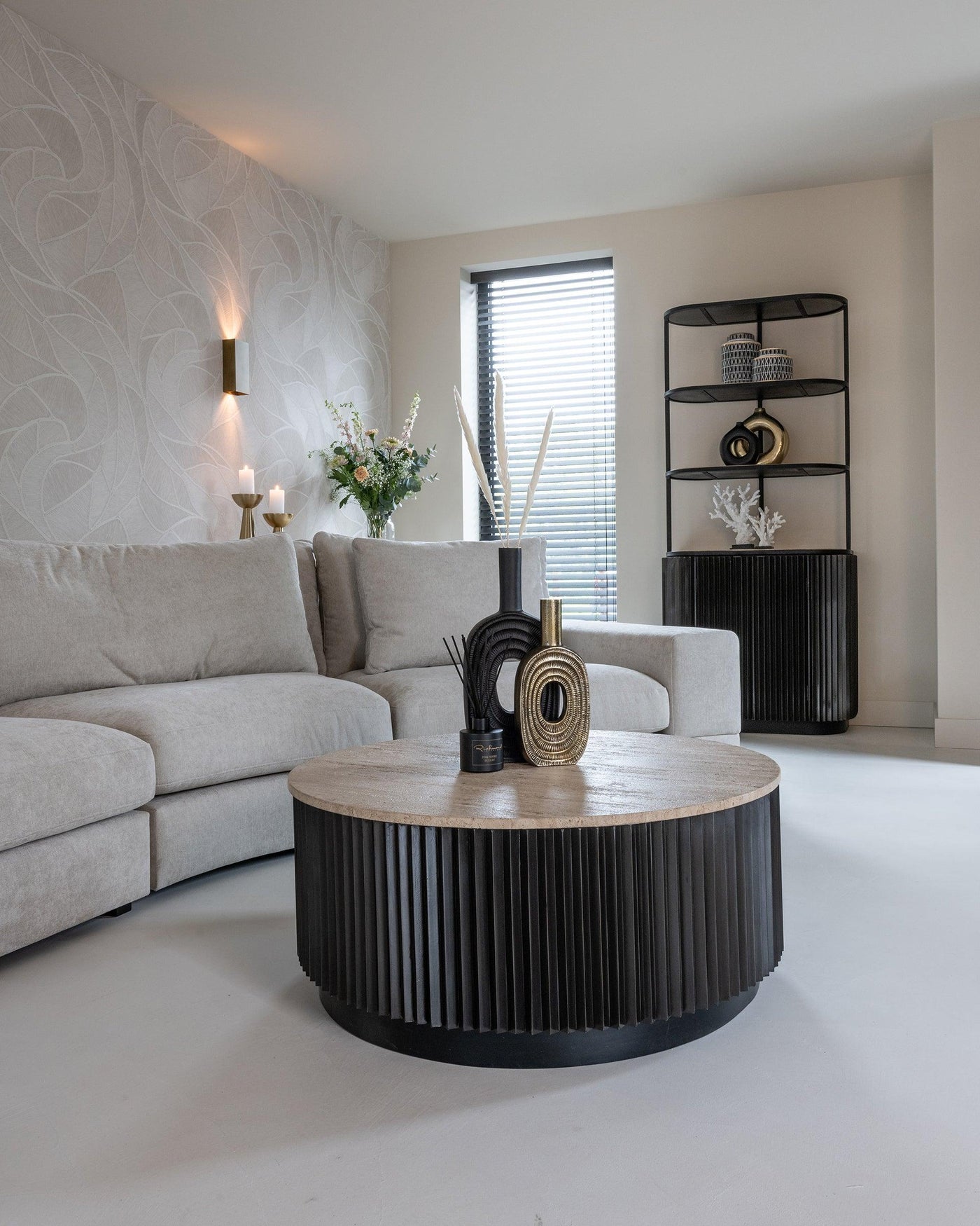 Richmond Interiors Travertine Couchtisch Hampton | ø 90 cm