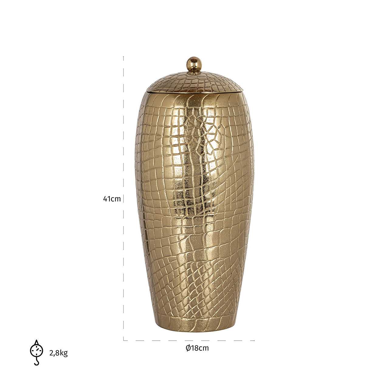 Richmond Interiors Vase Marieke mit Deckel gold | H 41 cm
