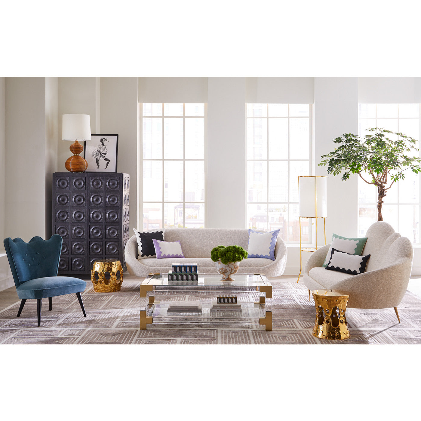 Jonathan Adler Sessel & Slipper Chair Ripple | Firenze Teal