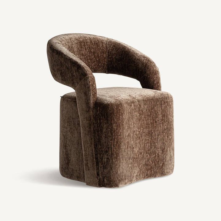 Vical Chenille-Esszimmerstuhl Puch mit Rollen | Braun