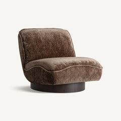 Vical Chenille-Sessel Puch auf Holzsockel | Braun