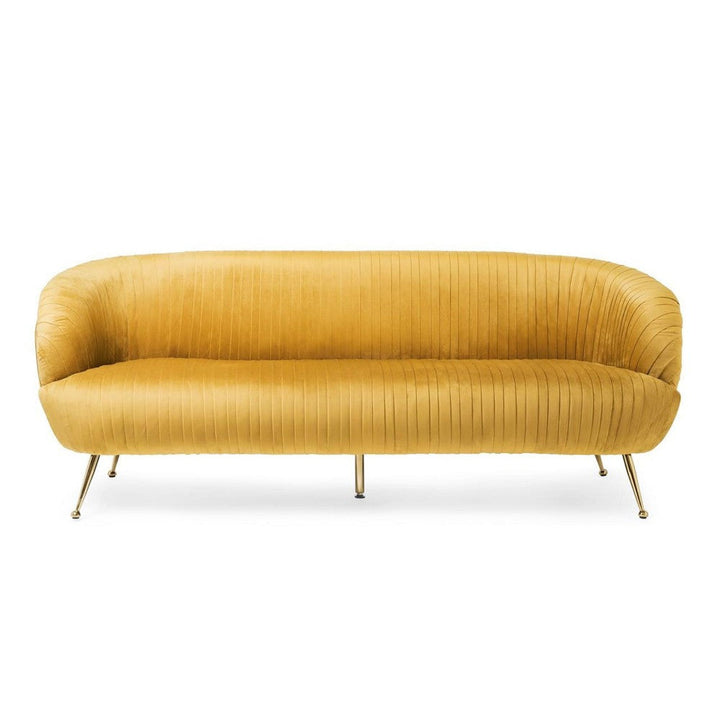 Abhika Samt-Sofa Cloud Plissee | Gelb-Gold