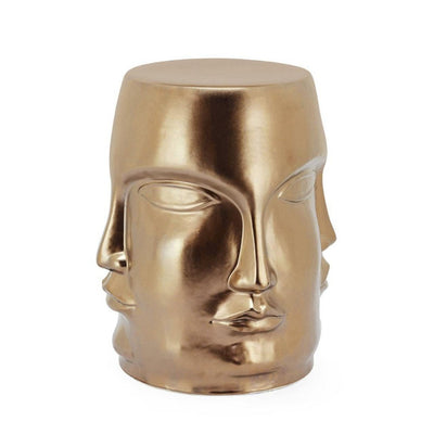 Abhika Ceramic Stool Ming Face Gold