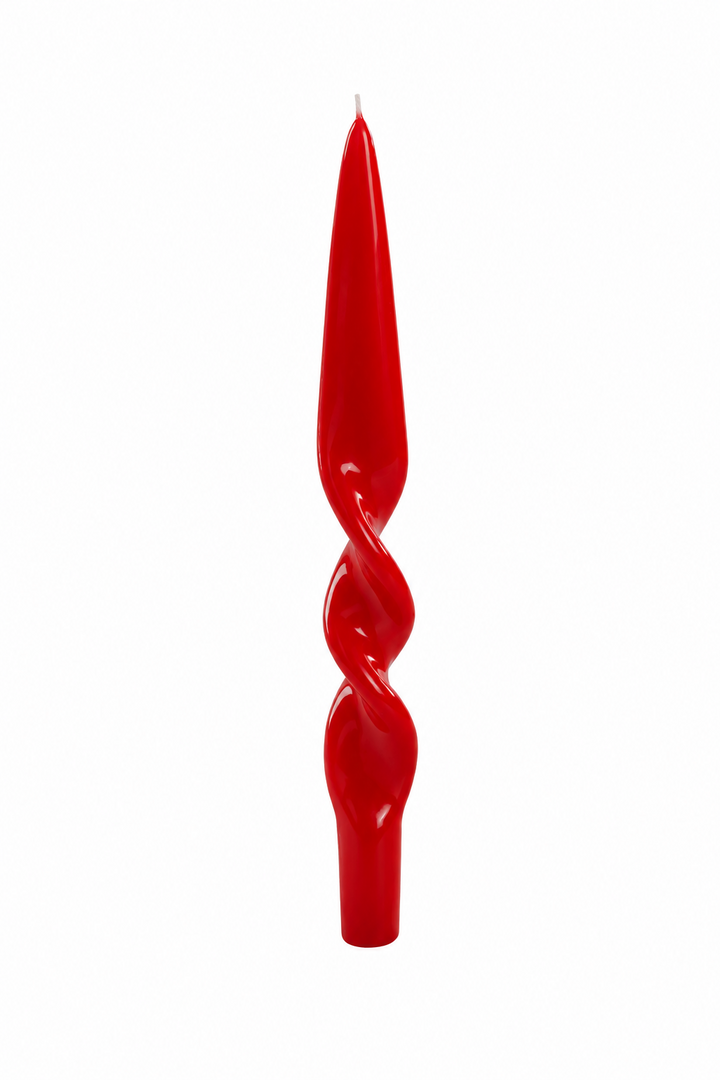 Twisted Kerze in Rot, 28 cm, stilvolle Deko für glamouröse Maximalismus Interiors