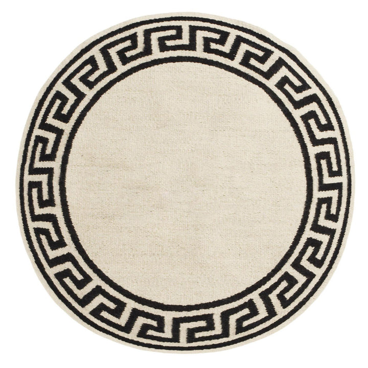 Jonathan Adler runder wendbarer Teppich Greek Key | Schwarz