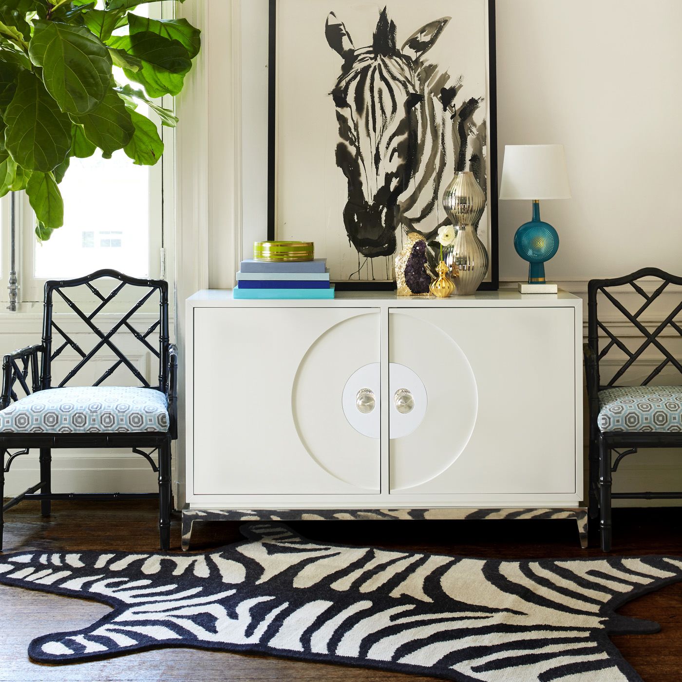 Jonathan Adler Teppich Zebra Peruvian Flatweave