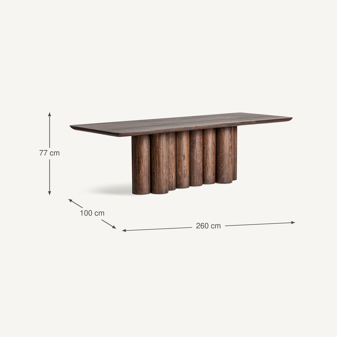 Vical Table À Manger Beke En Bois D’Acacia | 260x100 cm – Abmessungen
