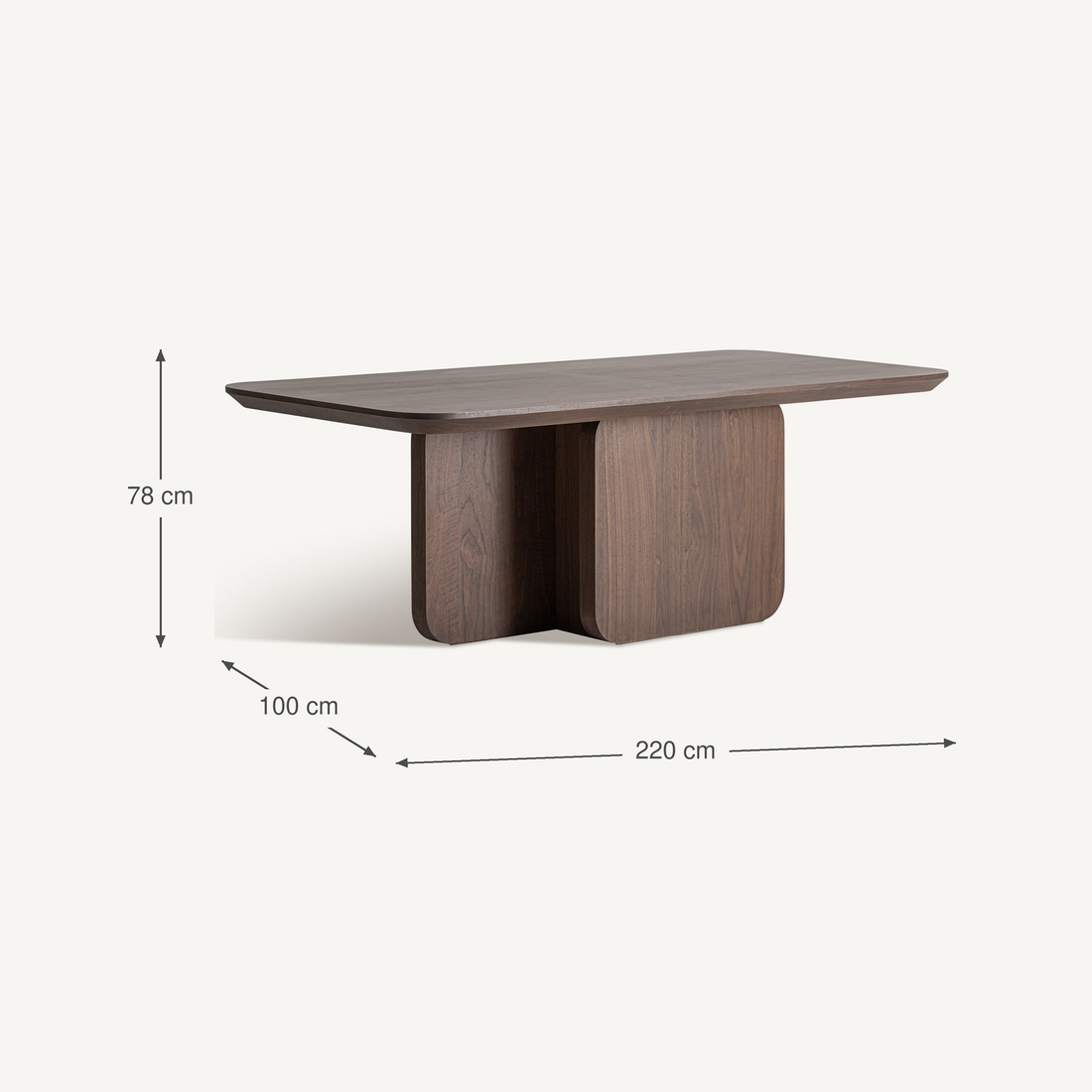 Vical Table À Manger Biascar En Chêne | 220x100 cm – Abmessungen