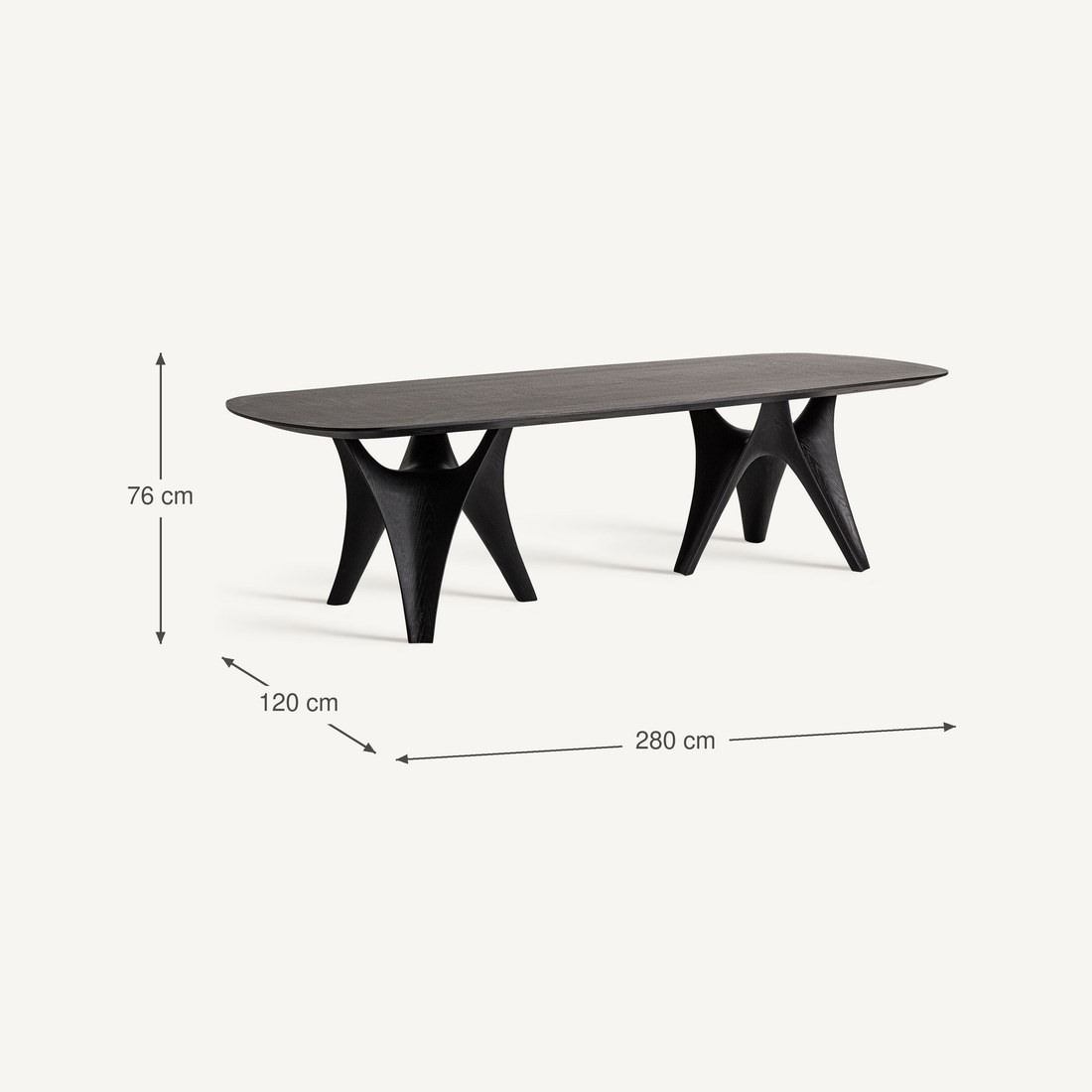 Vical Table À Manger Bilzen En Placage Chêne Noir | 280x120 cm – Abmessungen
