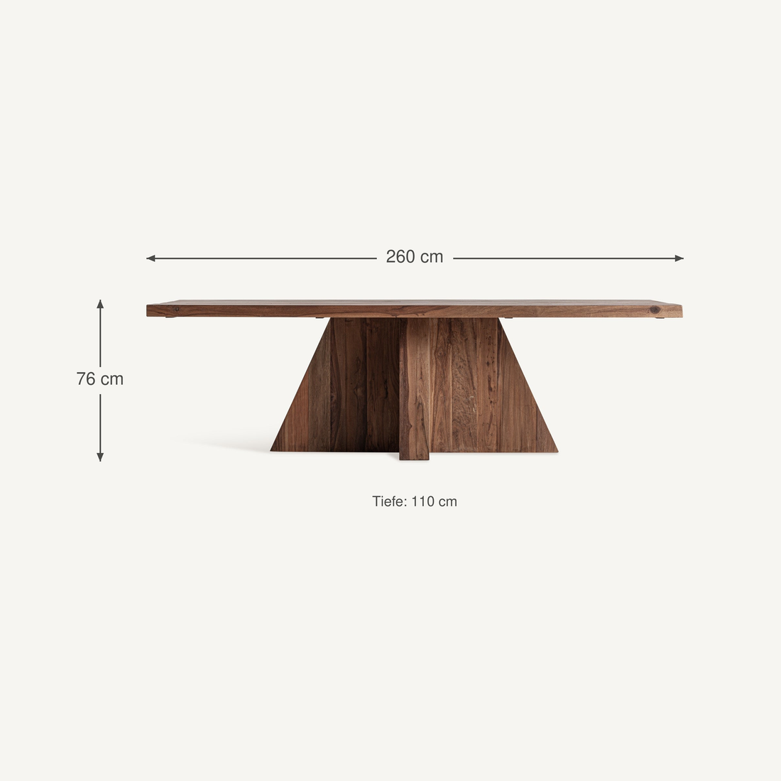 Vical Table À Manger Brutalist En Bois De Sal | 260x110 cm – Abmessungen