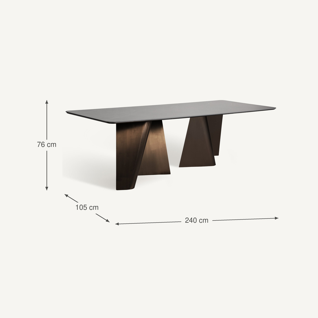 Vical Table À Manger Tux Avec Pieds En Cuivre | 240x105 cm – Abmessungen