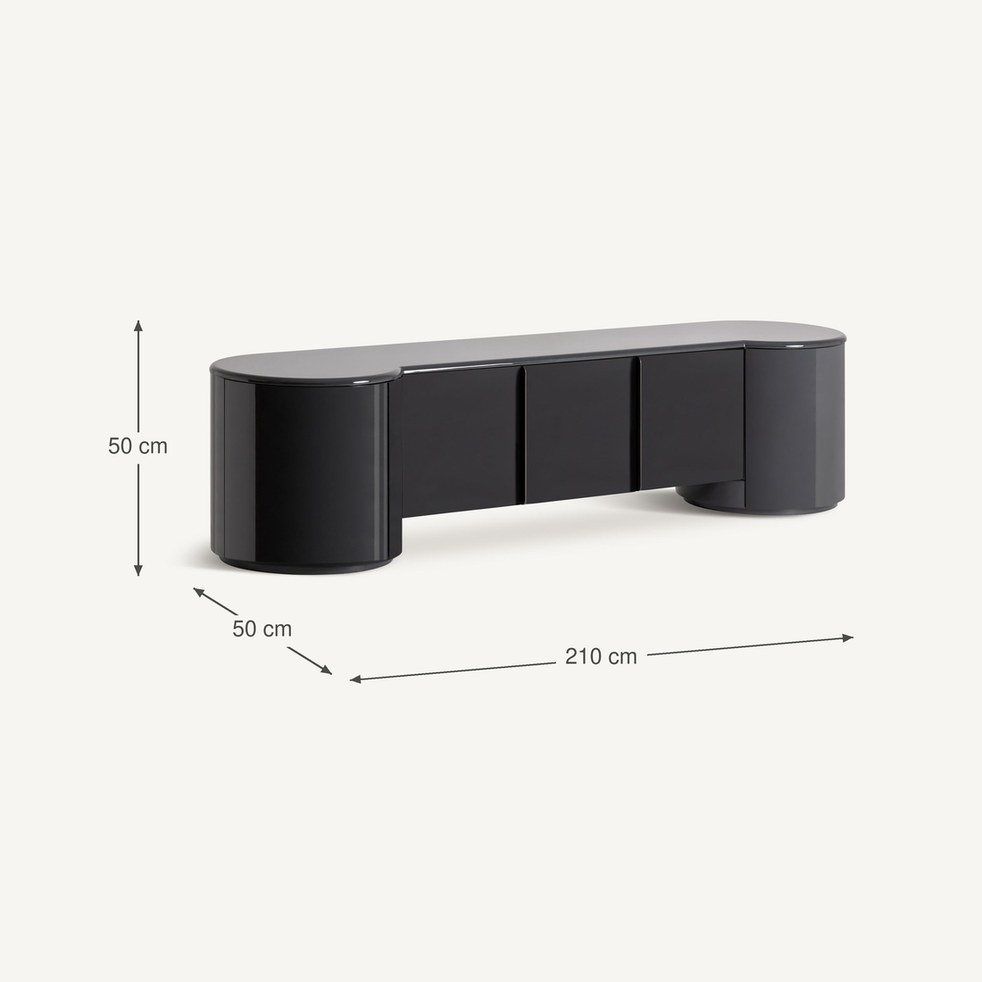 Vical High Gloss TV Lowboard Capitello | Grey – Abmessungen