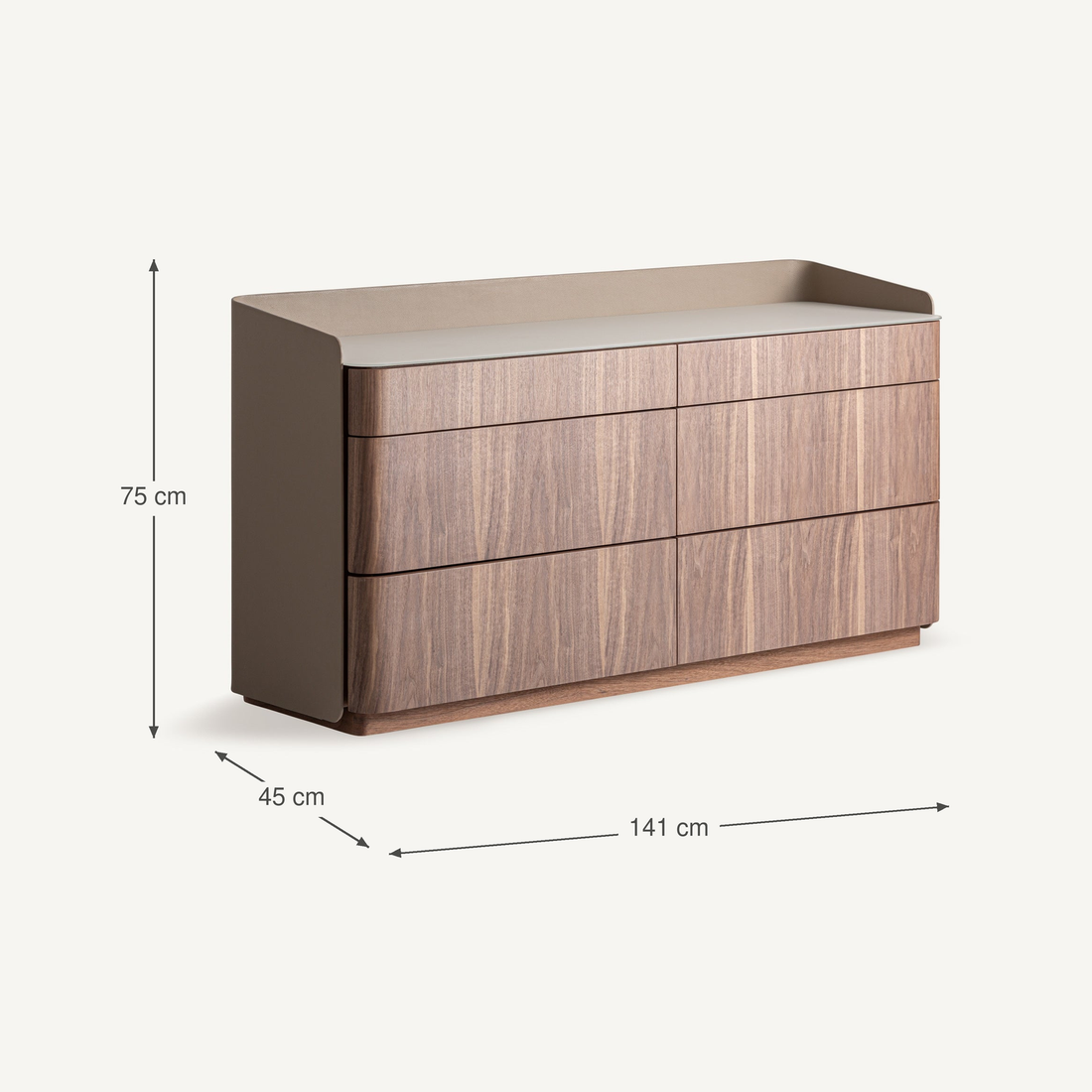 Vical Commode Vizille avec cuir synthétique et tiroirs – Abmessungen