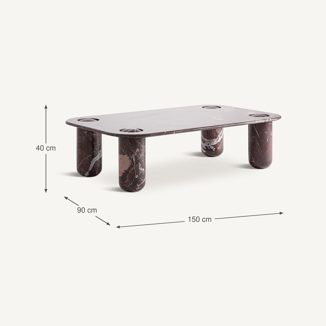 Vical Table Basse Rectangulaire En Marbre Bourg | Bordeaux – Abmessungen