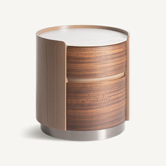 Vical Table De Nuit Ronde Giswil Avec 2 Tiroirs | Clair