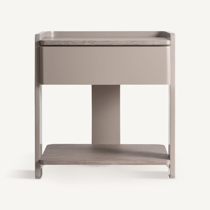 Vical Nachttisch Theys mit Schublade in Taupe, Vorderansicht