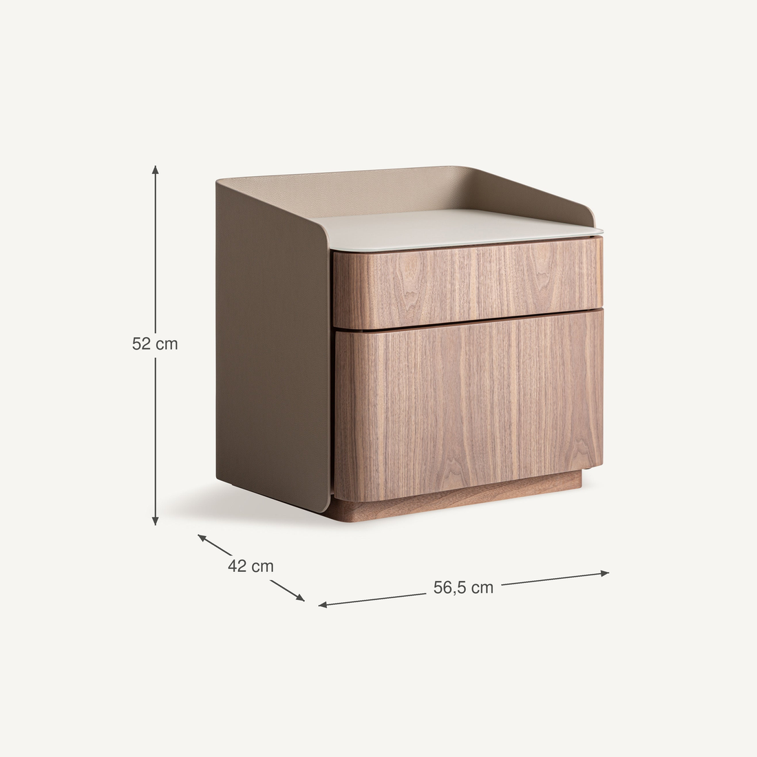 Vical Table De Nuit Vizille Avec Similicuir Et Tiroirs – Abmessungen