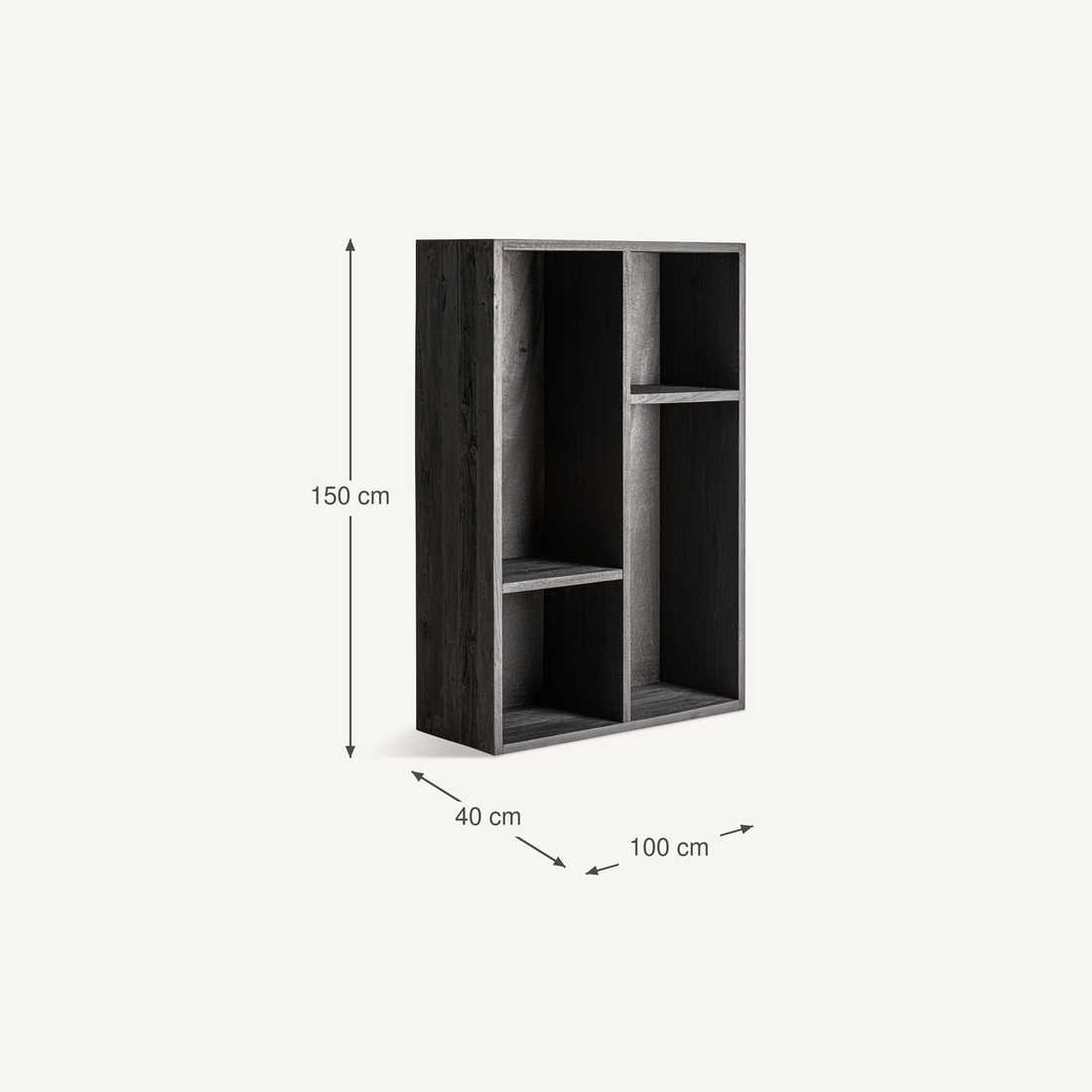 Vical Regal Lux aus recyceltem Holz | Schwarz – Abmessungen
