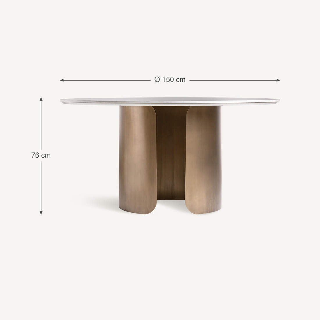 Vical Table À Manger Ronde Vimperk Avec Pied En Bronze | ø 150 cm – Abmessungen