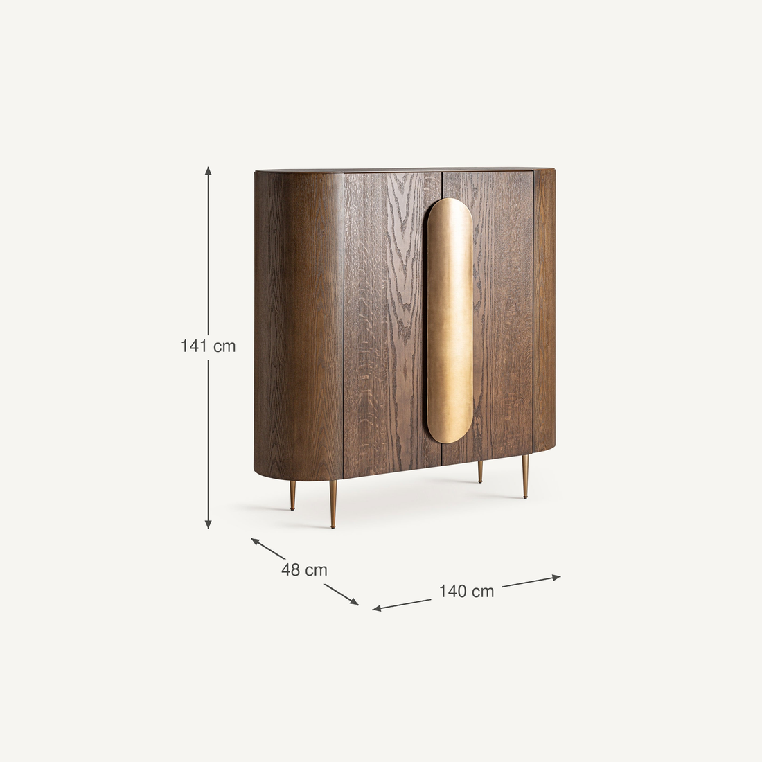 Vical Highboard Treignac aus Eichenfurnier – Abmessungen
