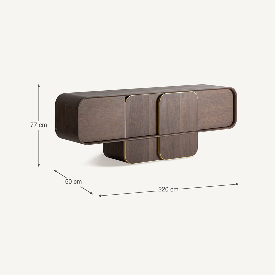 Vical Sideboard Biascar aus Eichenholz mit versetzter Front – Abmessungen