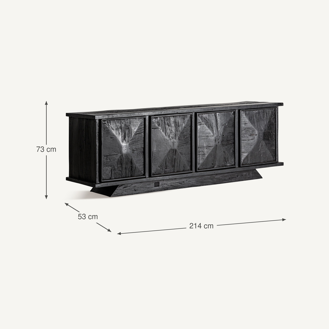 Vical Buffet Bouyne en bois recyclé | Noir – Abmessungen