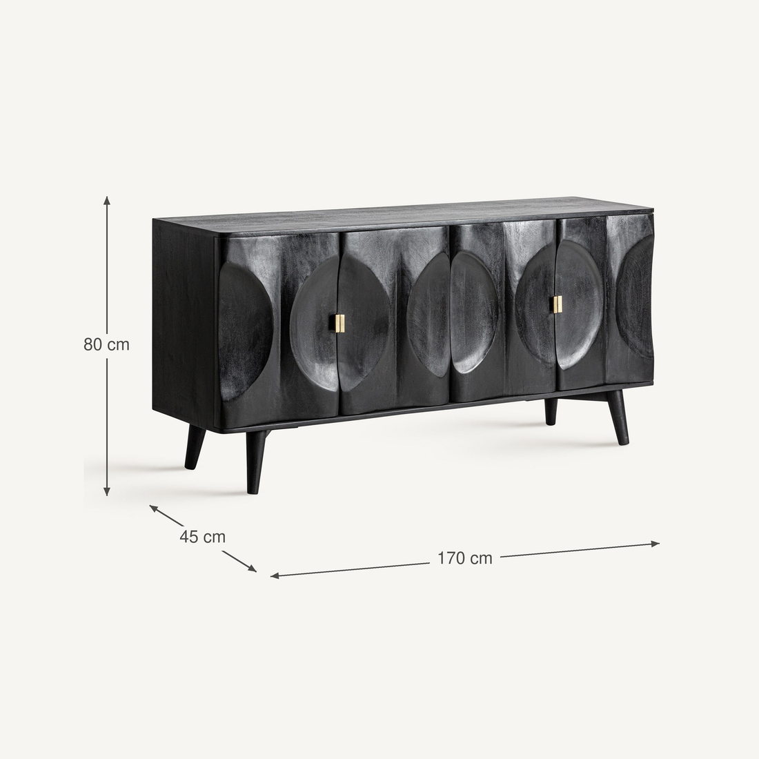 Vical Sideboard Labar aus Mangoholz | Schwarz – Abmessungen