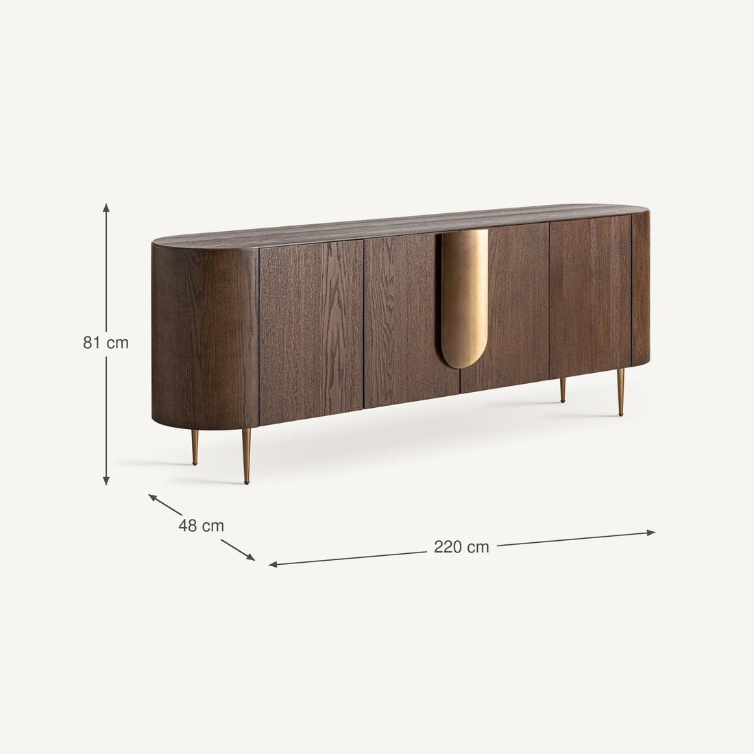 Vical Sideboard Treignac aus Eichenfurnier – Abmessungen