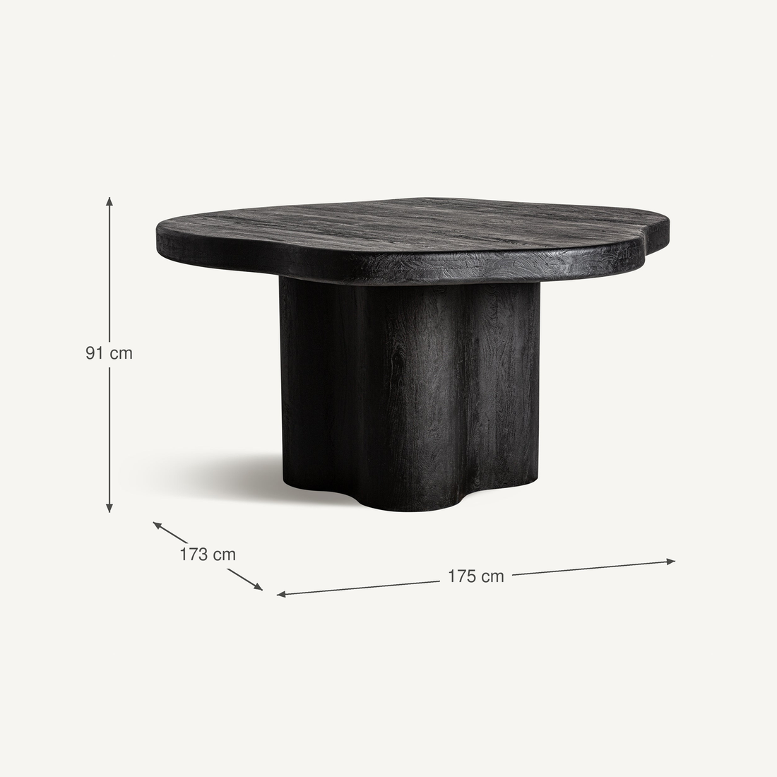 Vical Table de comptoir Wortz en bois d'acacia | 175x173 cm – Abmessungen