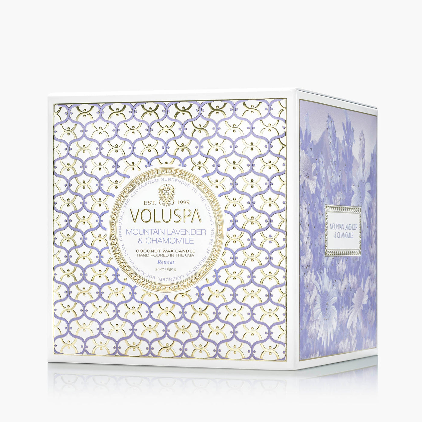 Voluspa 3-Docht Duftkerze Mountain Lavender & Chamomile | Luxe Jar