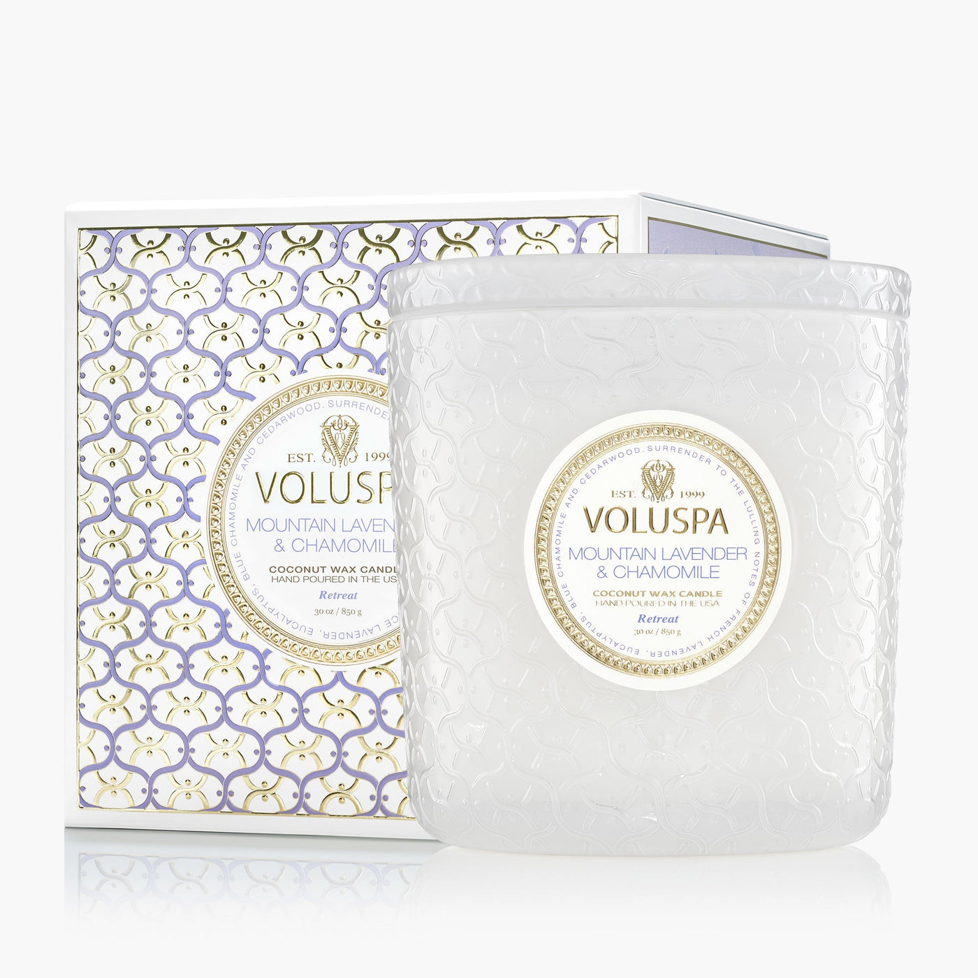 Voluspa 3-Docht Duftkerze Mountain Lavender & Chamomile | Luxe Jar