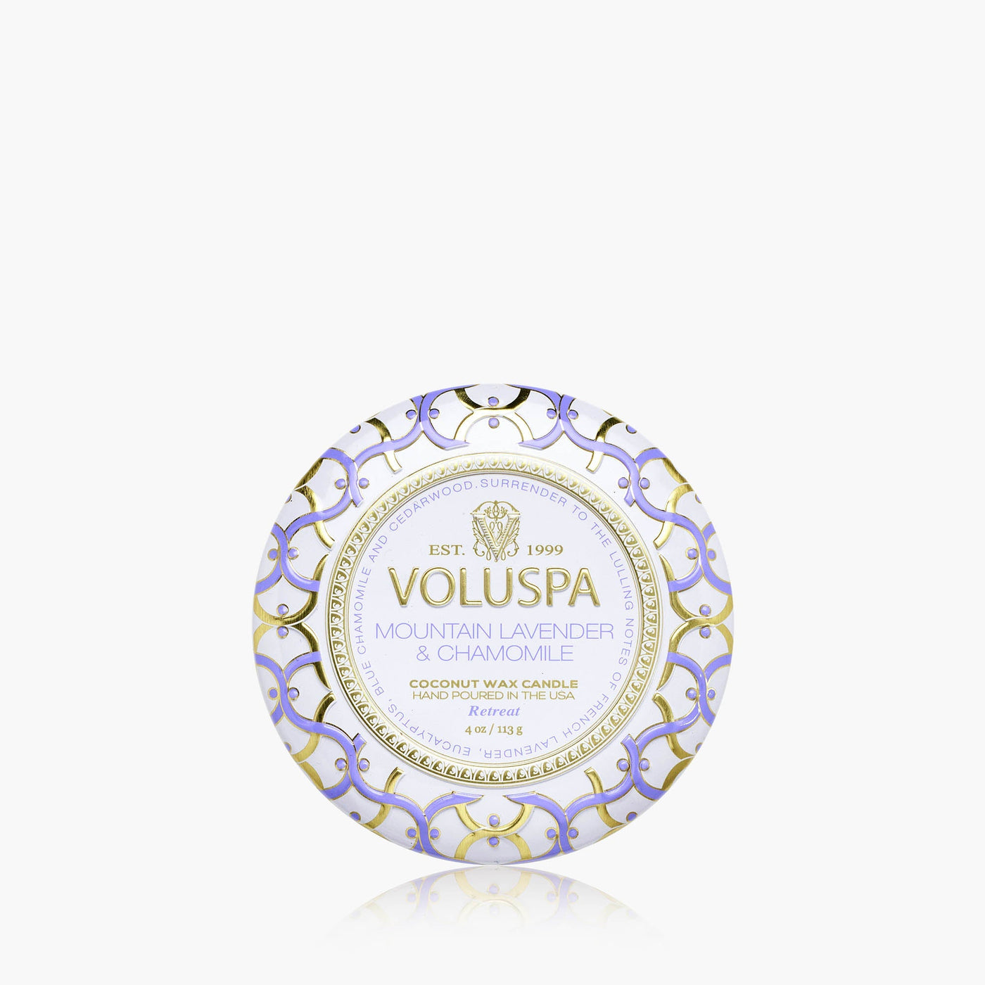 Voluspa Duftkerze Mountain Lavender & Chamomile | Mini-Dose mit Deckel