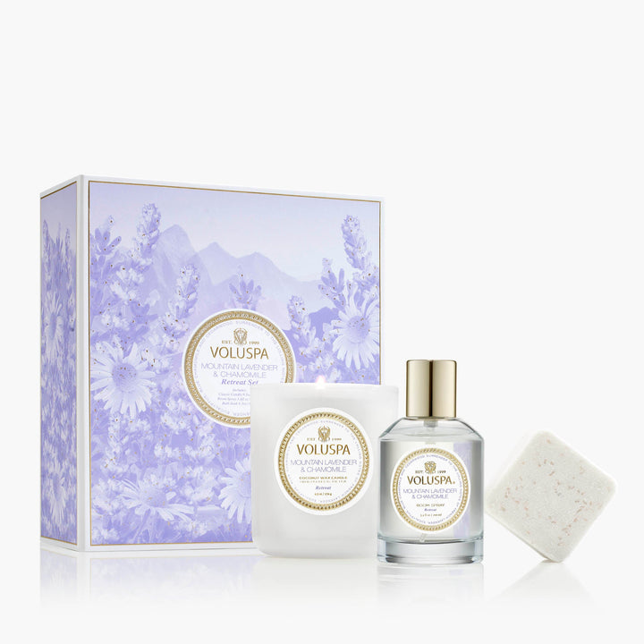 Voluspa Duftkerzen Geschenkset Mountain Lavender & Chamomile | Retreat Ritual