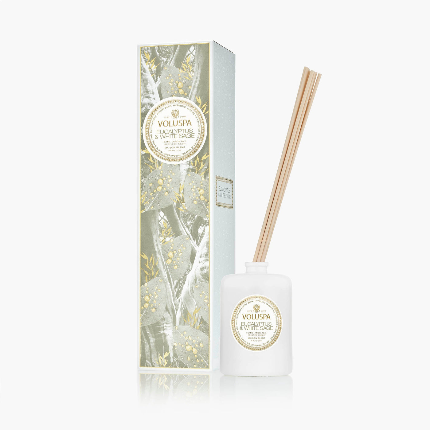 Voluspa Raumduft Eucalyptus & White Sage | Diffuser mit Duftstäbchen