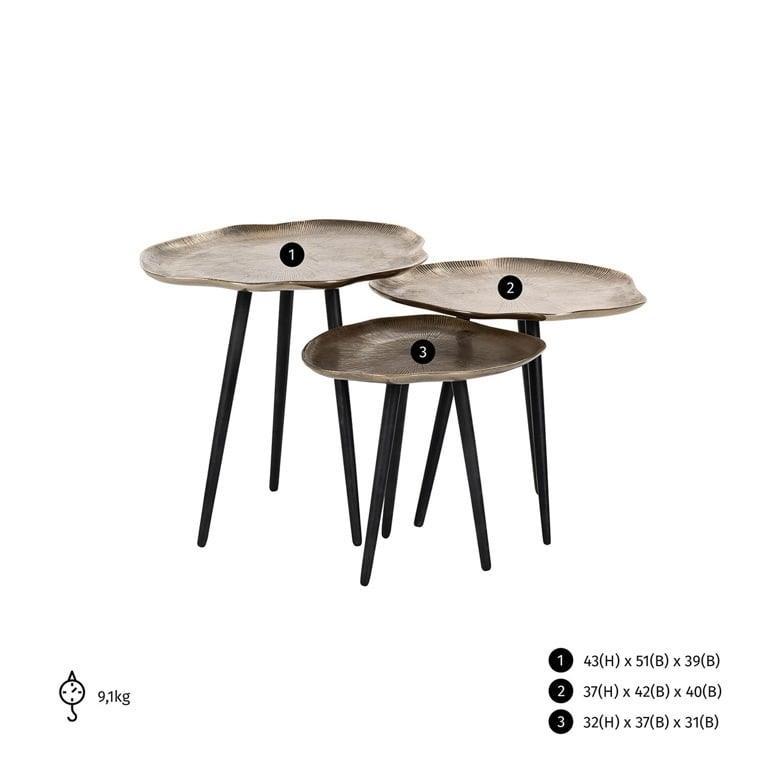 Richmond Interiors 3er Set Couchtisch Volenta | Champagne gold