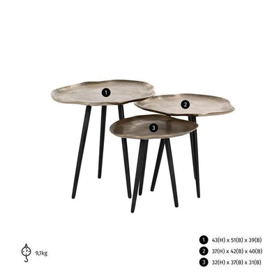 Richmond Interiors 3er Set Couchtisch Volenta | Champagne gold