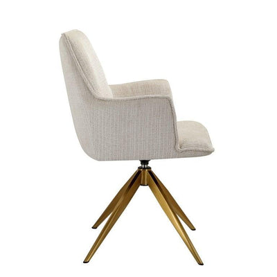 Richmond Interiors Chenille Drehstuhl Dakota mit Armlehnen | beige