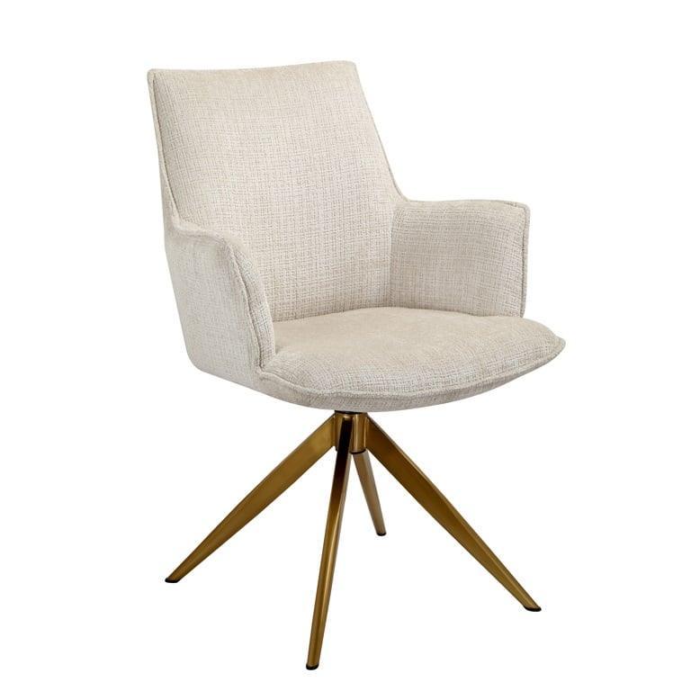 Richmond Interiors Chenille Drehstuhl Dakota mit Armlehnen | beige