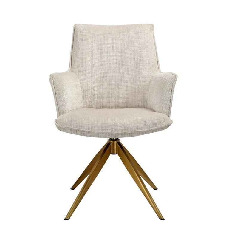 Richmond Interiors Chenille Drehstuhl Dakota mit Armlehnen | beige